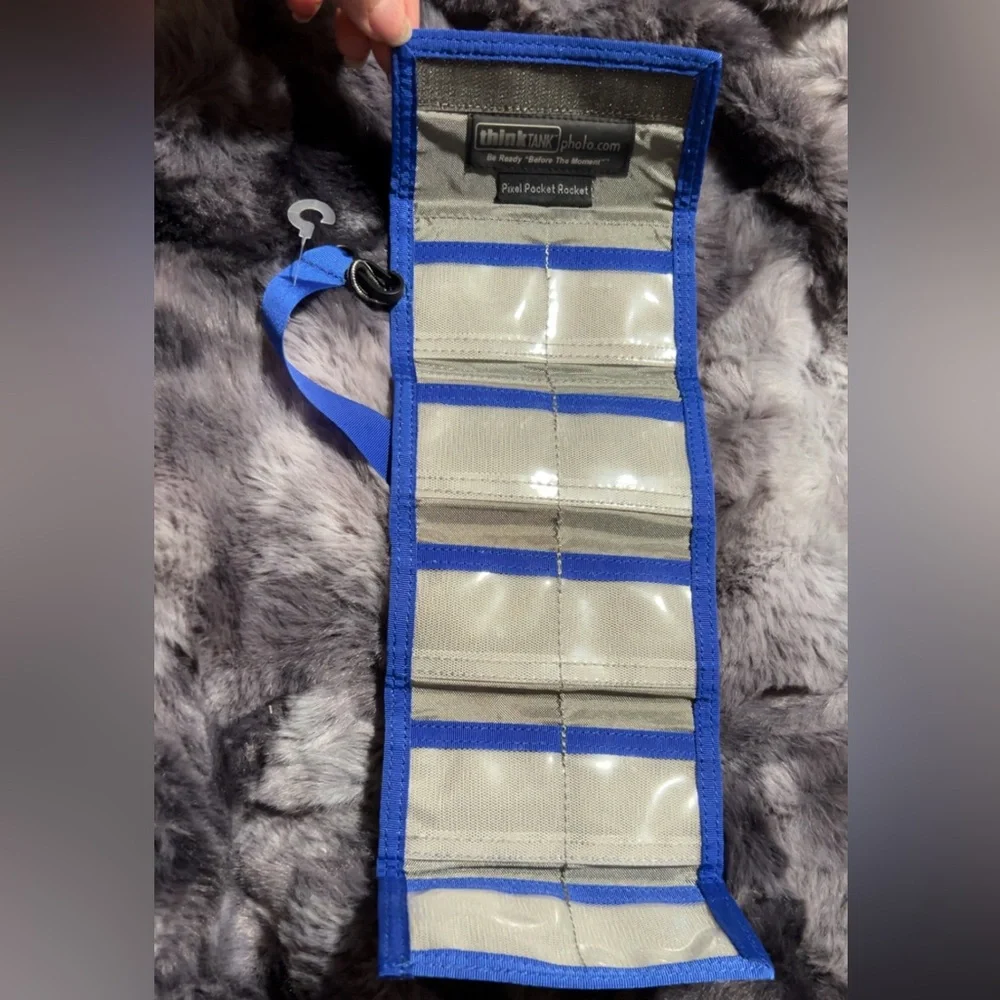 Blue & Black ThinkTankPhoto Memory Case SD Pixel Pocket Rocket w strap